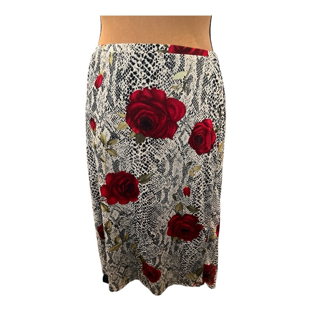 Express Red Floral Print Skirt